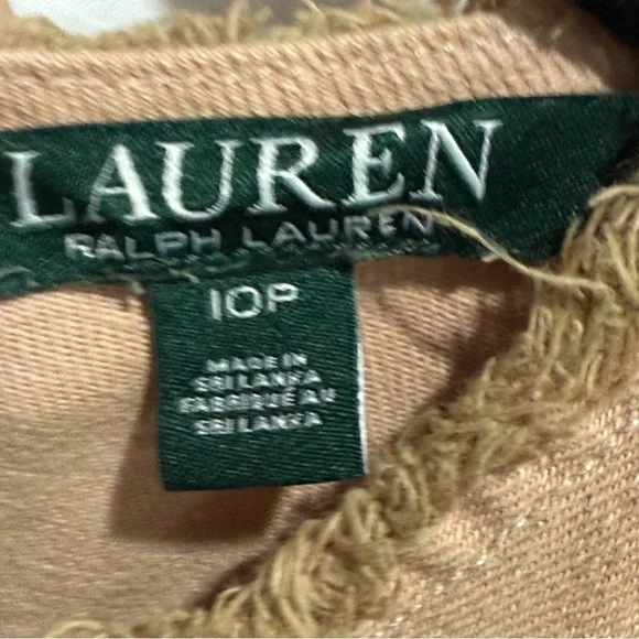 Lauren Ralph Lauren Sleeveless Sheath Dress 10P Tan Casual Workwear Minimalist - Picture 6 of 11